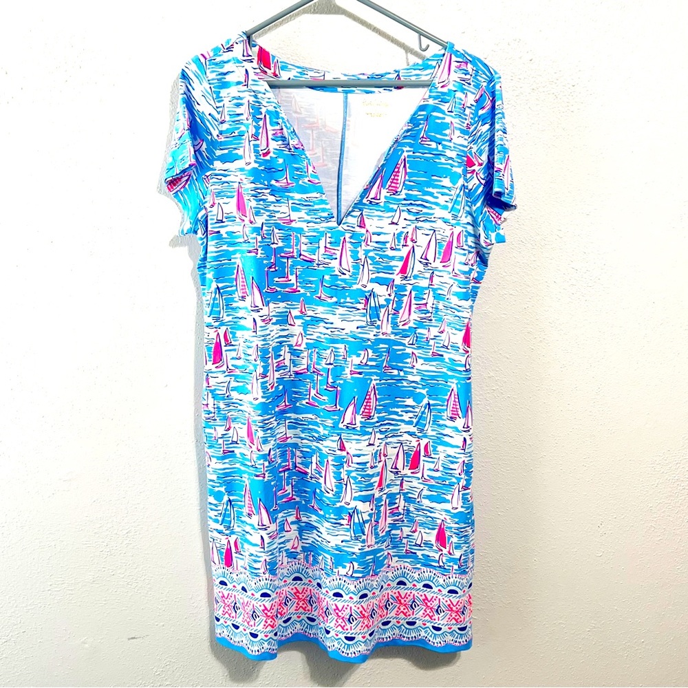 NWT Lily Pulitzer Sophiletta sailboat shift dress xl spf 50